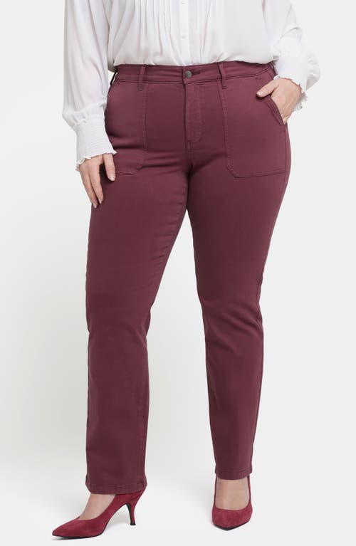 Shop Nydj Marilyn Utility Straight Leg Jeans In Dark Cherry