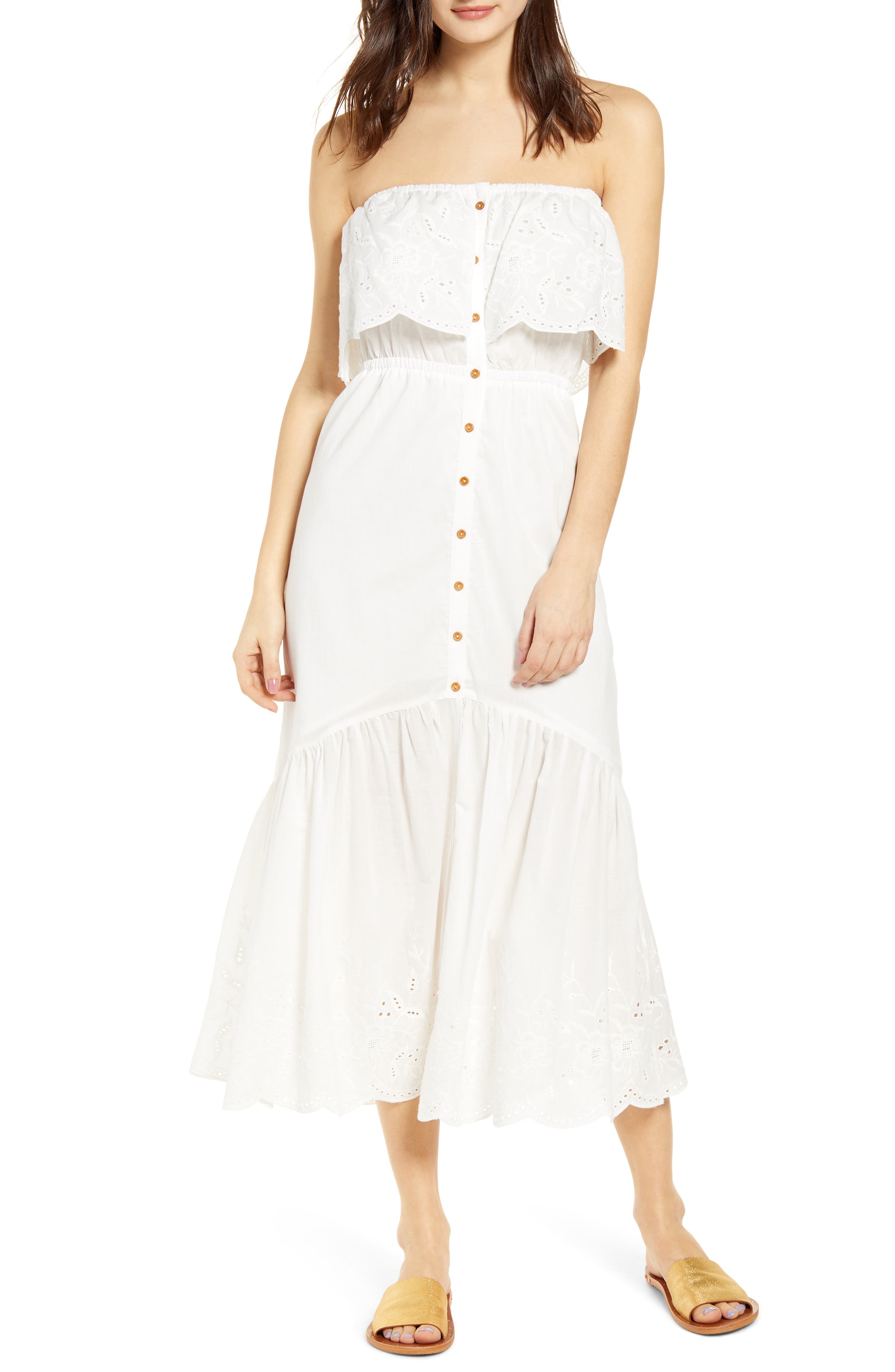 Minkpink Purity Strapless Midi Dress, Ivory