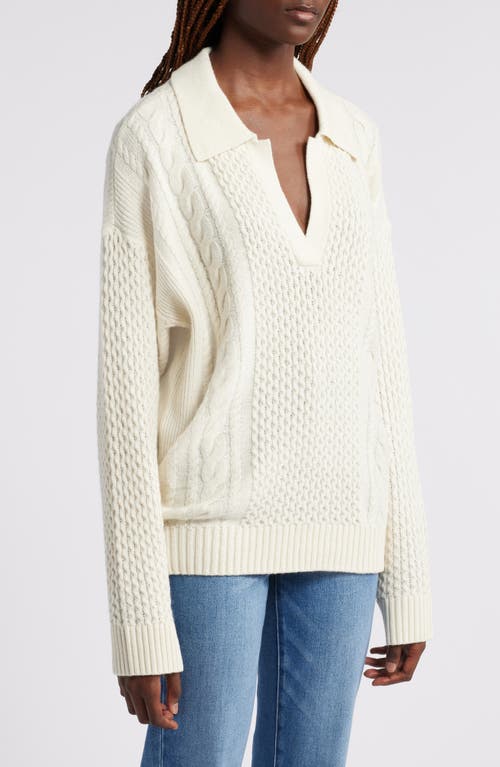 Shop Treasure & Bond Merino Wool & Cotton Cable Sweater In Ivory Dove