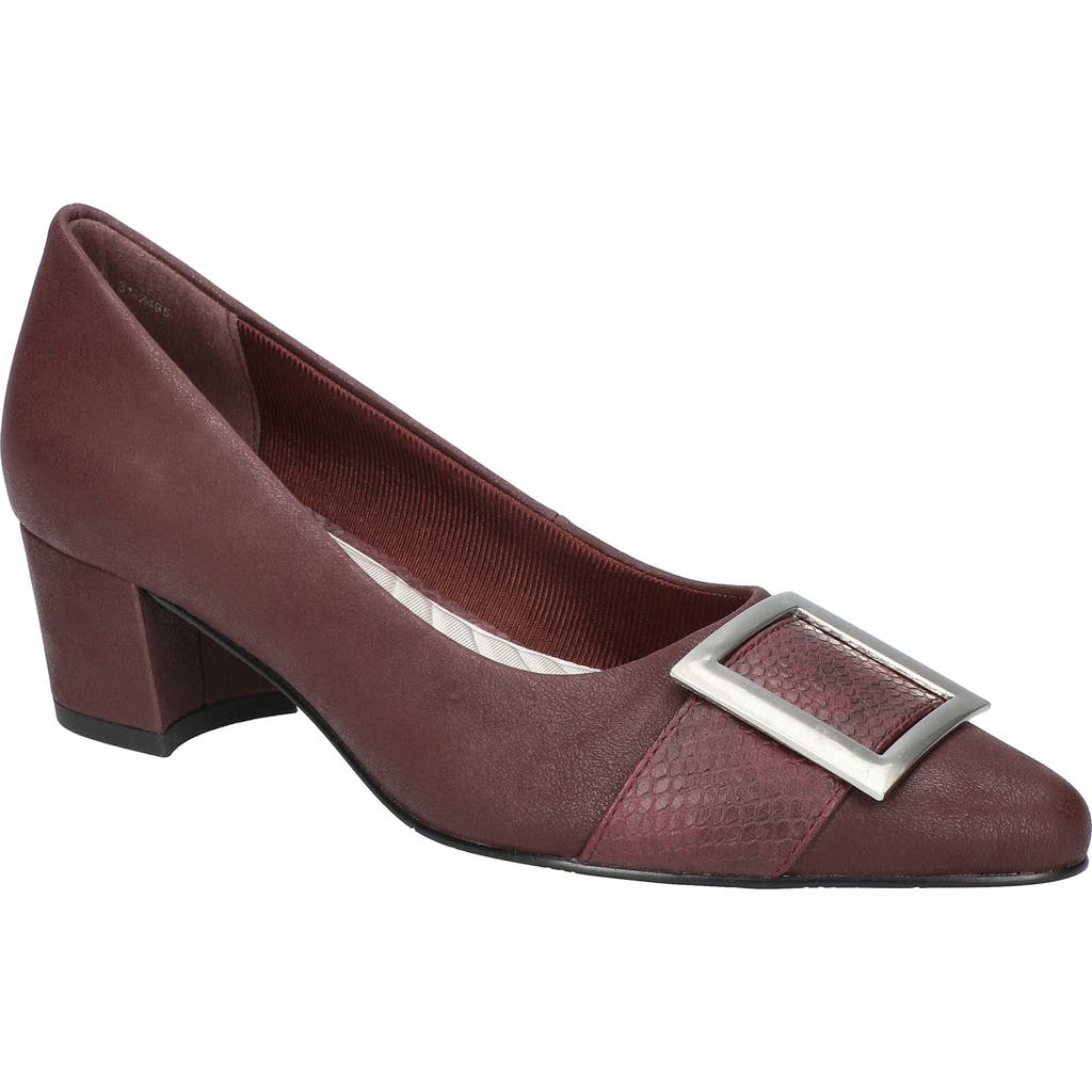 Easy Street Womens Buckle Faux Leather Pumps In Burgundy Matte