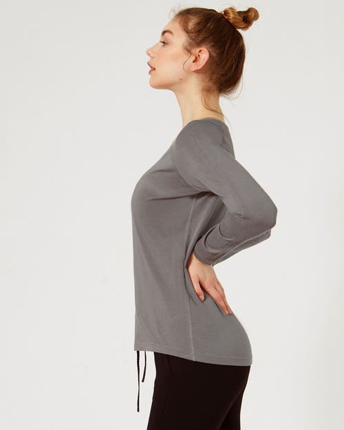 Shop Rebody Active Rebody Essentials Scooped Long Sleeve Top In Stone Olive