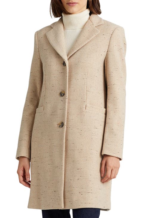 Women's Removable Scarf Double-Cloth Wool-Blend Jacket, Women's Clearance