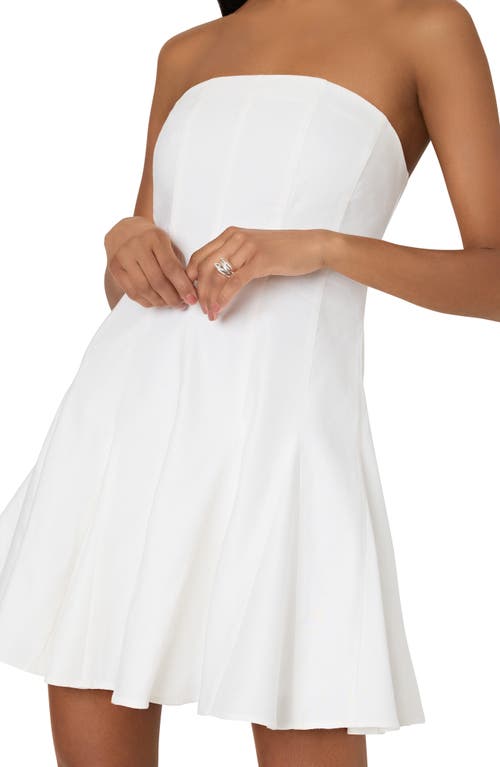 Shop Milly Cameron Strapless Linen Blend Minidress In White