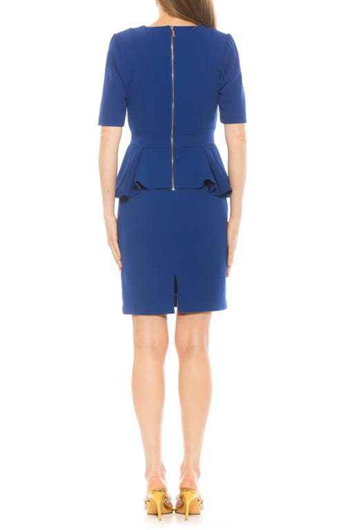 Alexia Admor Atlas V-neck Sheath Midi Dress In Denim Blue