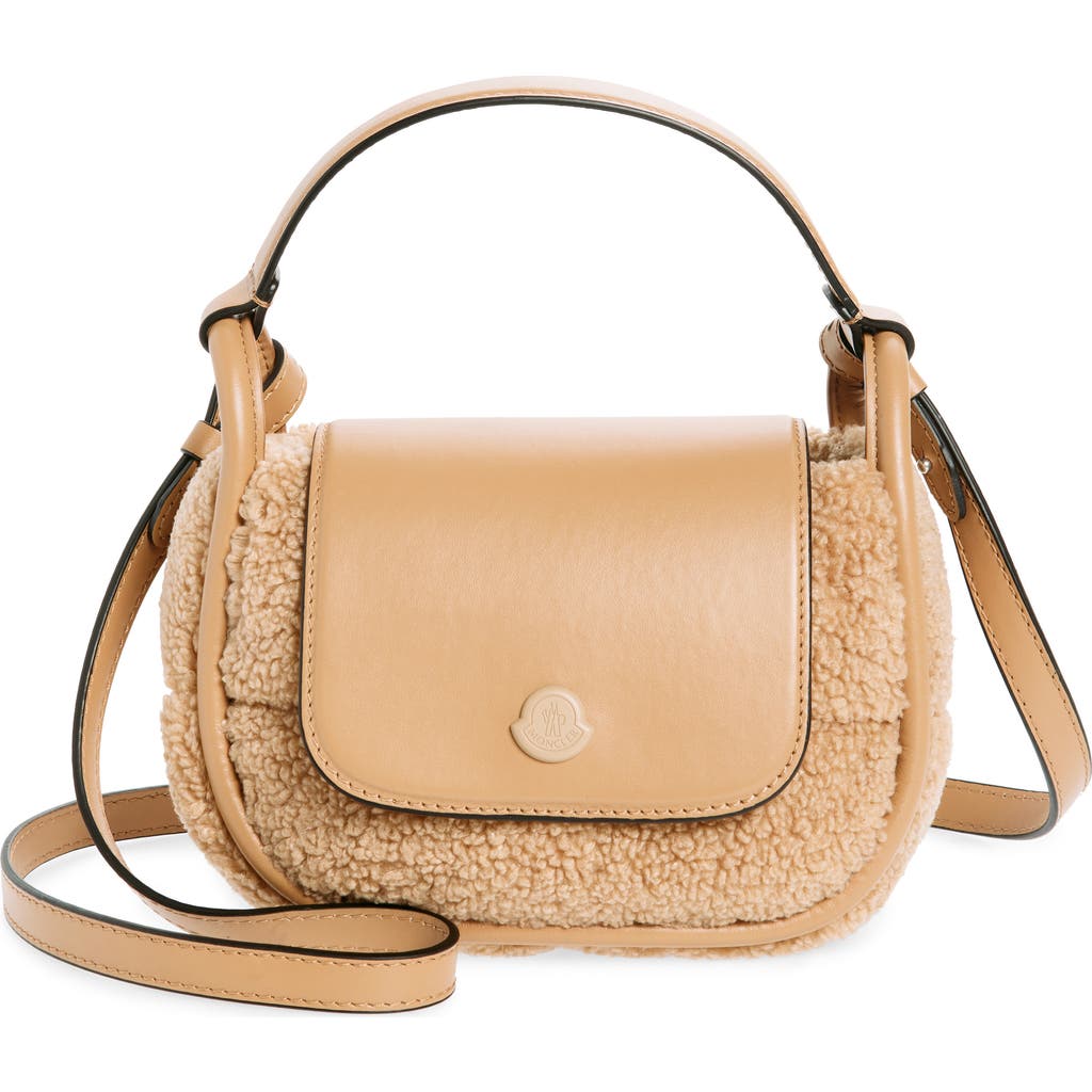 MONCLER MONCLER MINI TIARNA DOWN FAUX SHEARLING & LEATHER HANDBAG