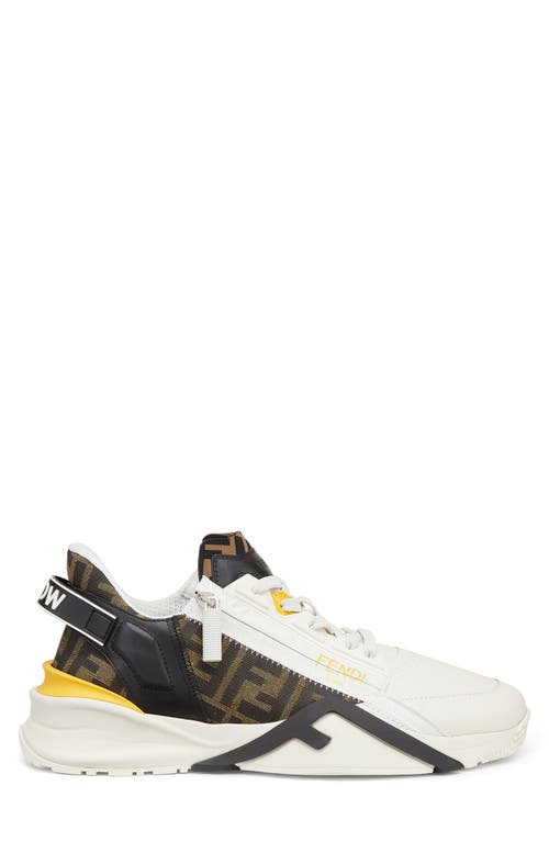 Shop Fendi Flow Logo Low Top Sneaker In White/yellow