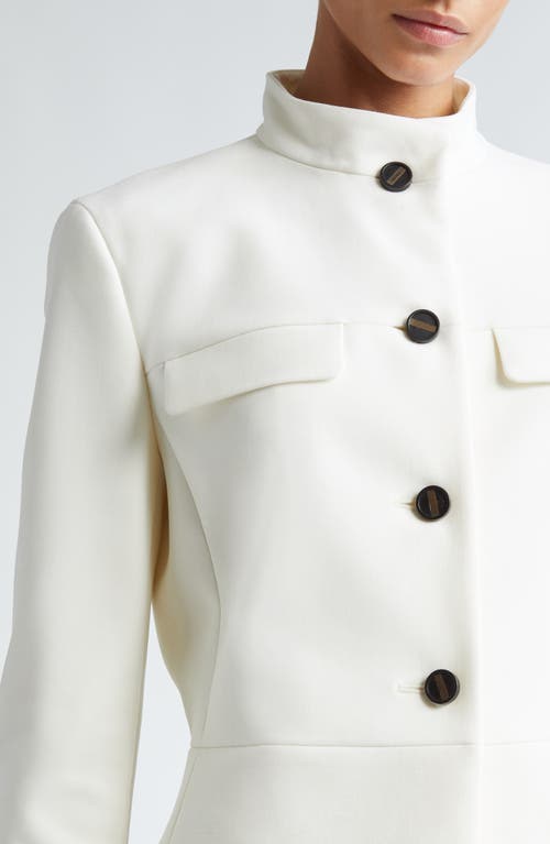 Shop Max Mara Album Stretch Wool Crop Jacket In White