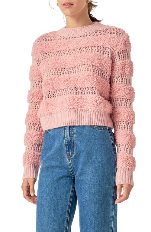 English Factory Stripe Mixed Stitch Sweater In Pink