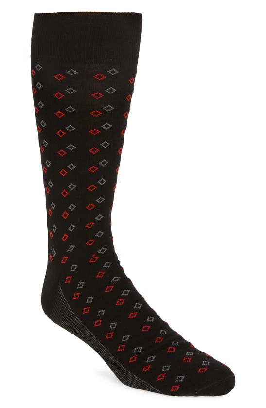 Shop Nordstrom Diamond Pattern Dress Socks In Black -red