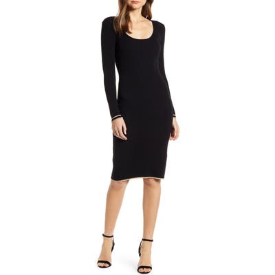 Cupcakes And Cashmere Claudia Long Sleeve Sweater Dress, Black