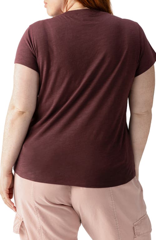 Shop Sanctuary The New Girl Split Neck Cotton T-shirt In Dark Cherry