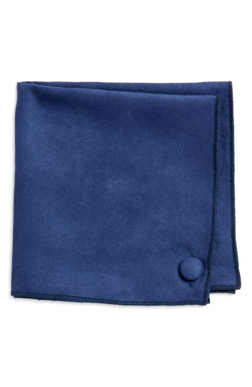 CLIFTON WILSON Solid Sueded Cotton Pocket Square in Navy