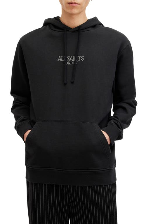 Shop Allsaints Bones Logo Hoodie In Washed Black