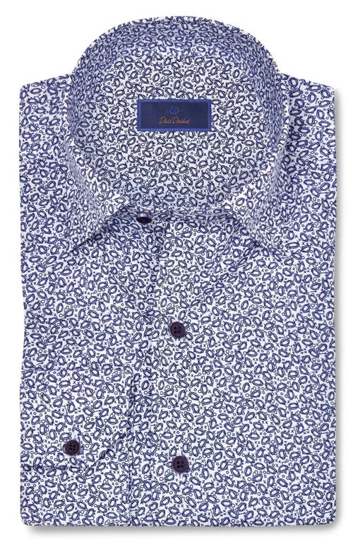 DAVID DONAHUE DAVID DONAHUE FOOTBALL PRINT COTTON TWILL HIDDEN BUTTON-DOWN SHIRT