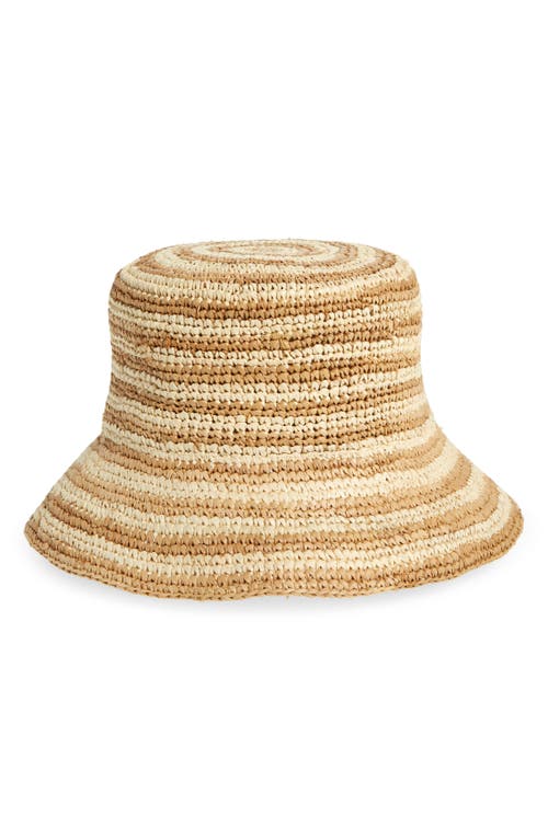 LSPACE Isadora Straw Bucket Hat in Natural Stripe at Nordstrom