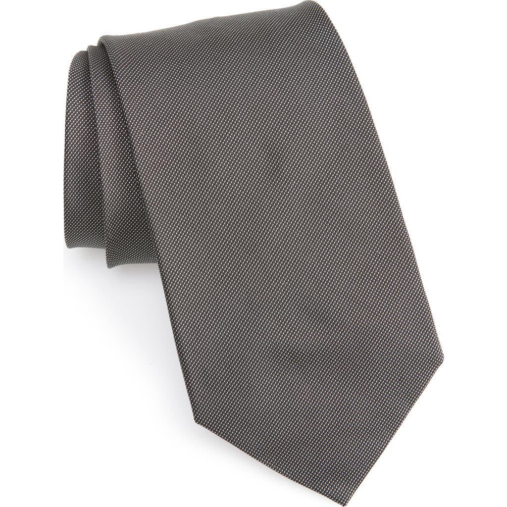 Ralph Lauren Peau De Soie Solid Grey Silk Tie In Black