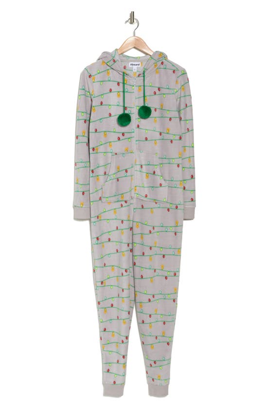 Abound Fleece Pajama Jumpsuit In Grey Micro Lights