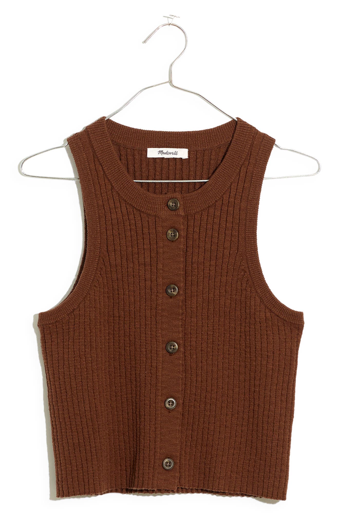Madewell Kendale Button-Front Crop Sweater Tank Women's Clothing Forage : 2XL (Women's 18)