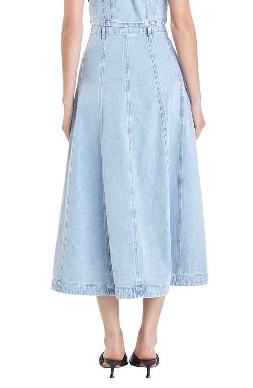 Shop Grey Lab Denim Midi Skirt In Light Denim