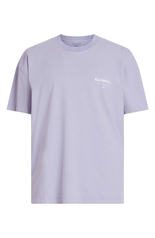 Shop Allsaints Underground Oversize Organic Cotton Graphic T-shirt In Sugared Lilac