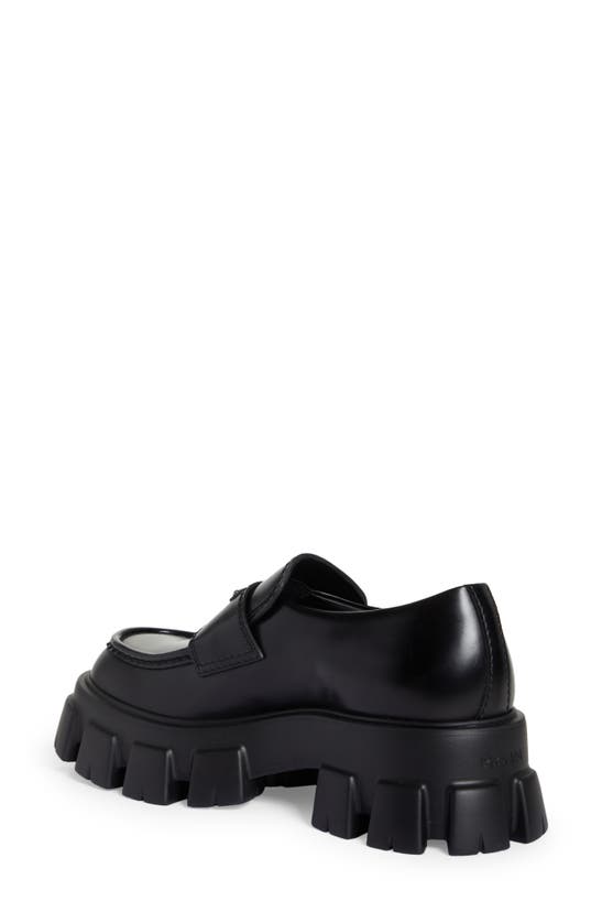 Prada Men's Monolith Lug-sole Brushed Leather Loafers In Black | ModeSens
