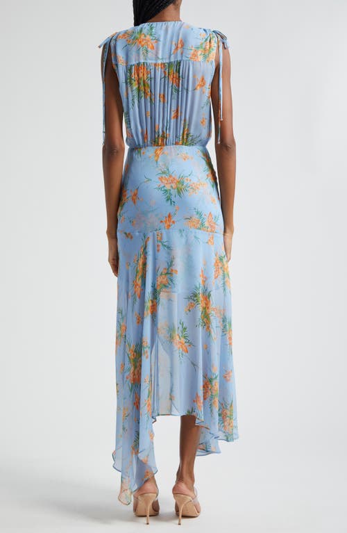 Veronica Beard Dovima Wrap-effect Floral-print Silk-chiffon Midi Dress In Blue Oasis Multi