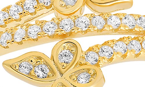 Queen Jewels Sterling Silver Cz Pavé Butterfly Ring In Gold