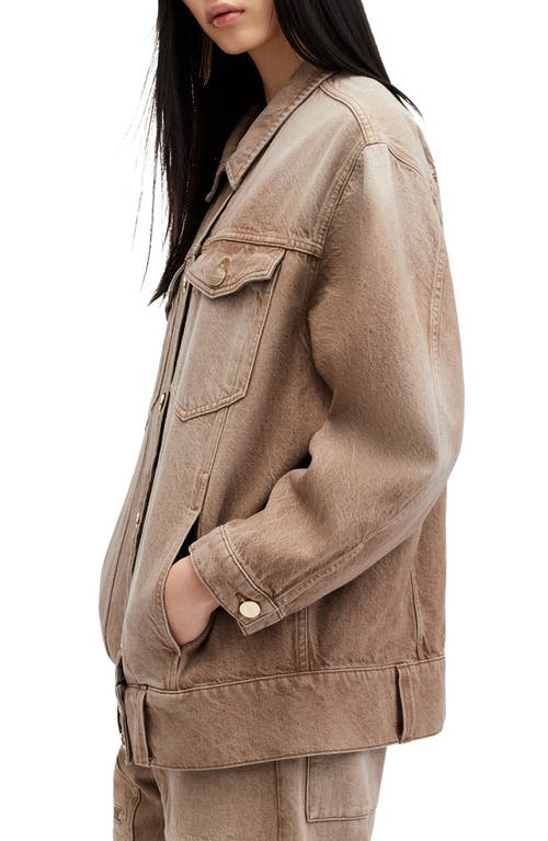 Shop Allsaints Willow Oversize Denim Jacket In Light Brown