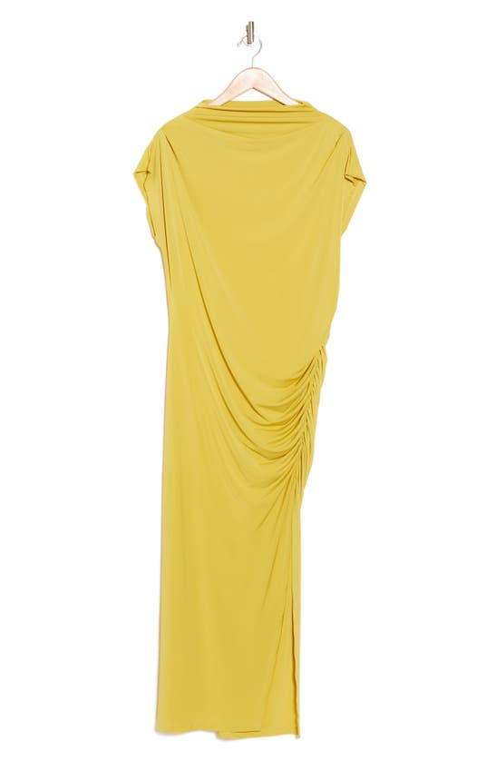 Renee C Ruched Jersey Dress In Dark Citron