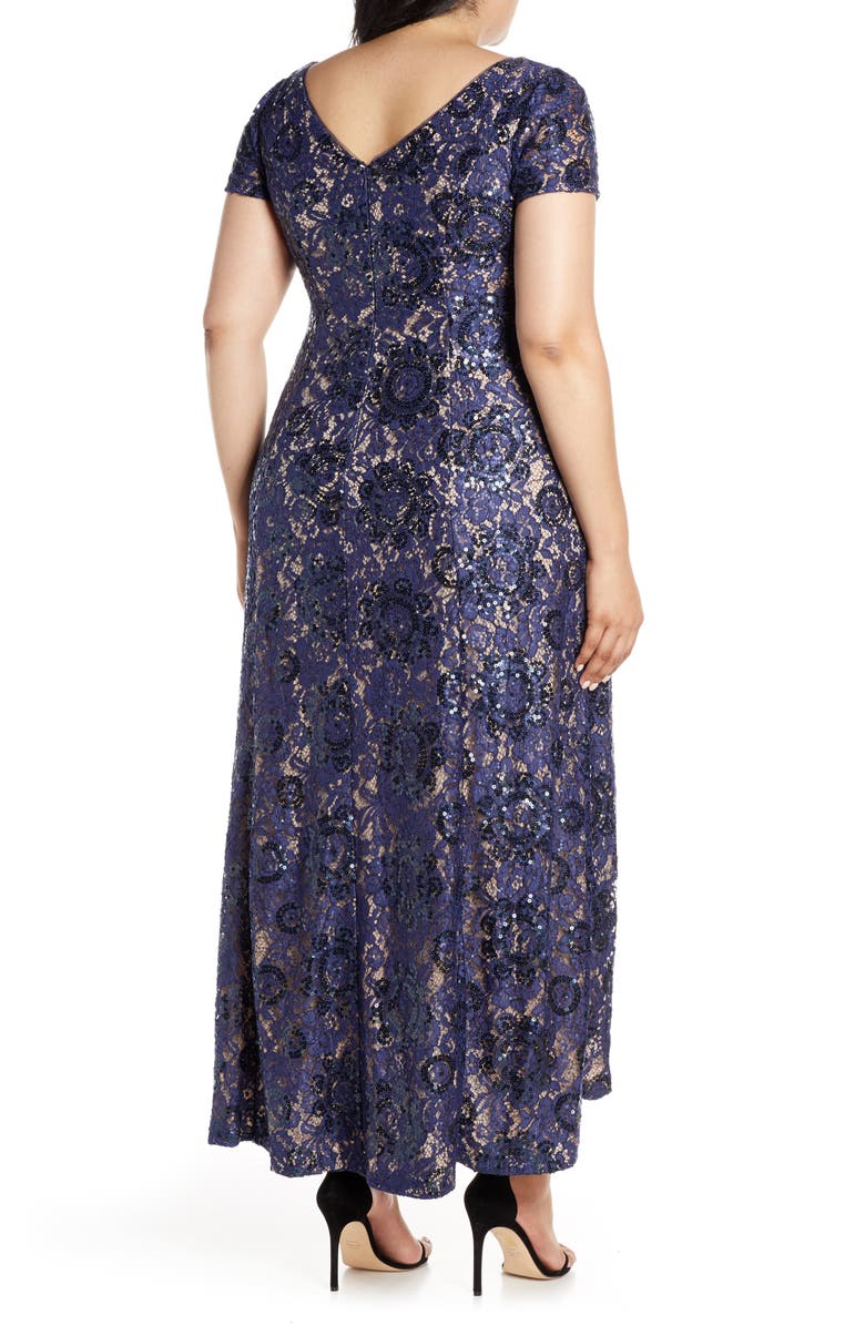 Alex Evenings Embroidered Lace A-Line Gown, Alternate, color, 