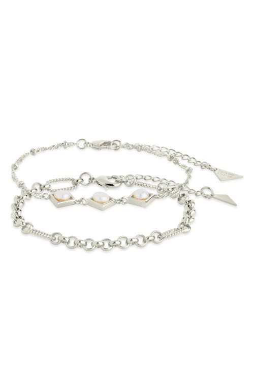 Sterling Forever Gold-tone Or Silver-tone Reine Bracelet Set With Freshwater Pearls In Silver