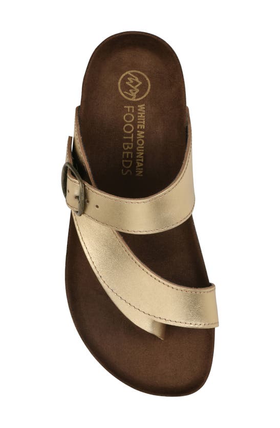 Shop White Mountain Footwear Carly Leather Footbed Sandal In Antique Gold/ Brown Sole