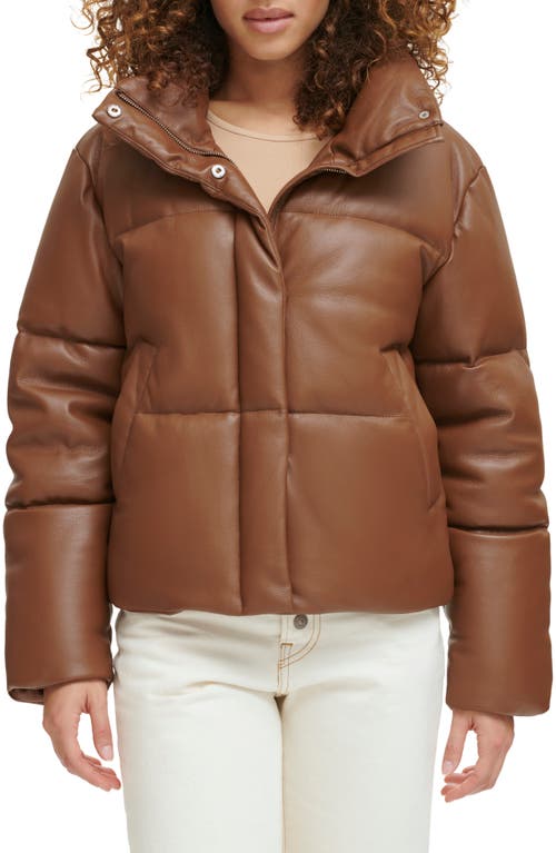 Shop Levi's Water Resistant Faux Leather Puffer Jacket In Caramel