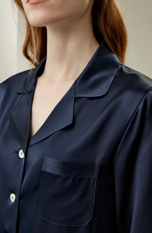 Lilysilk 22 Momme Full Length Silk Pajamas Set In Navy Blue