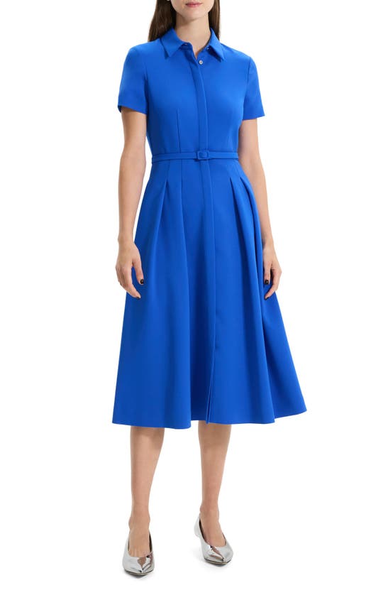 Shop Theory Tailored Short Sleeve Shirtdress In Wave