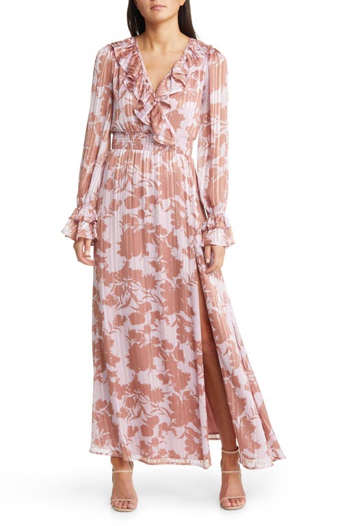 Lulus Exquisite Attention Floral Long Sleeve Maxi Dress in Lilac Floral Print