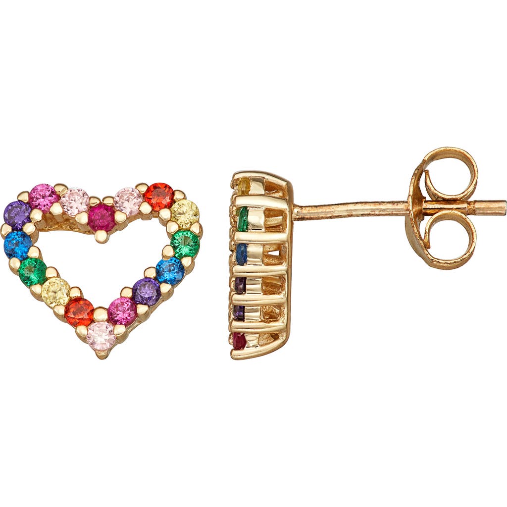 Fzn Cubic Zirconia Heart Stud Earrings In Gold