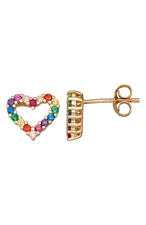 Fzn Cubic Zirconia Heart Stud Earrings In Yellow