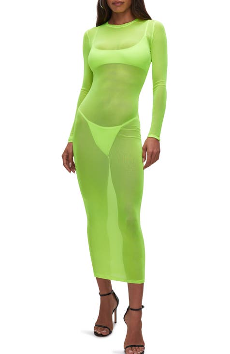 Mesh Swim Cover-Up Maxi Dress