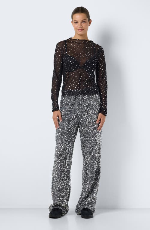 Shop Noisy May Star Sheer Mesh Top In Black Detail Silver