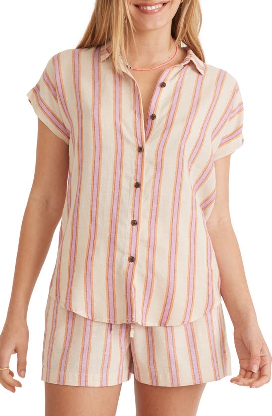 Shop Marine Layer Dana Stripe Button-up Shirt In Pink Multi Stripe