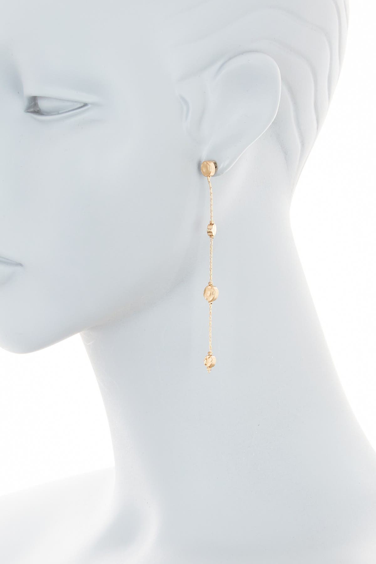 Melrose And Market Textured Flat Disc Linear Drop Earrings In Gold