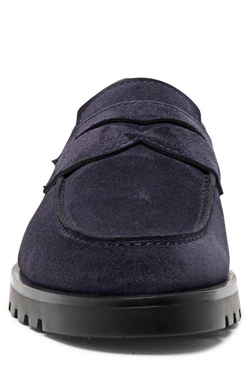 Santoni Suede Penny Loafers In Blue