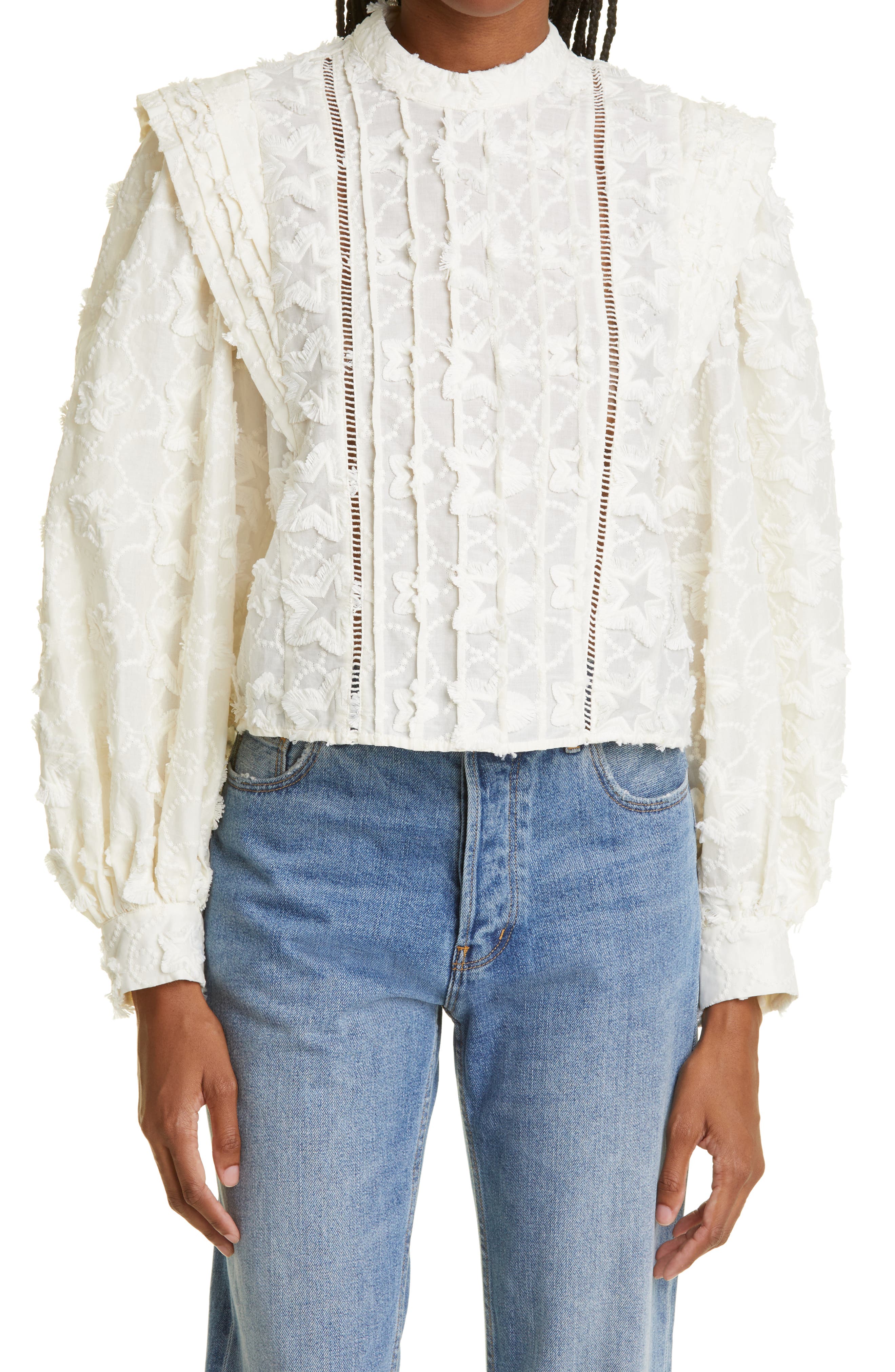 Sacai Embroidery Star Lace Blouse シャツ | red-village.com