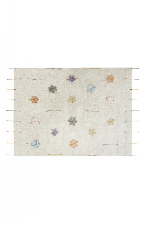 Lorena Canals Wildflowers Fringe Trim Washable Cotton Blend Play Rug in Natural at Nordstrom