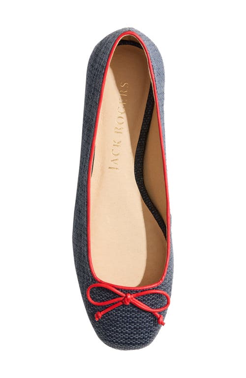 Shop Jack Rogers Kenlyn Basket Weave Rattan Ballet Flat In Midnight/fire Red