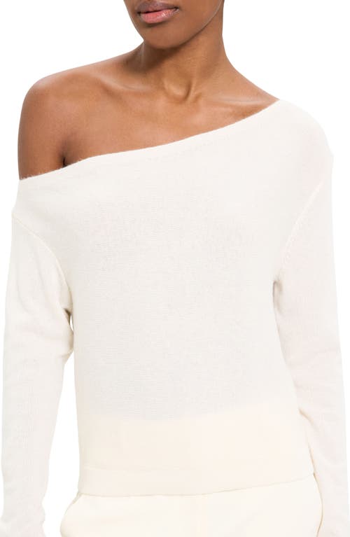 Shop Theory One-shoulder Cashmere Sweater In Ivory