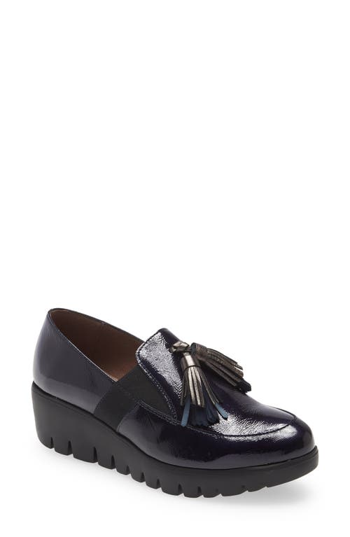 Wonders Loafer Wedge In Lack Noche/wash Plomo