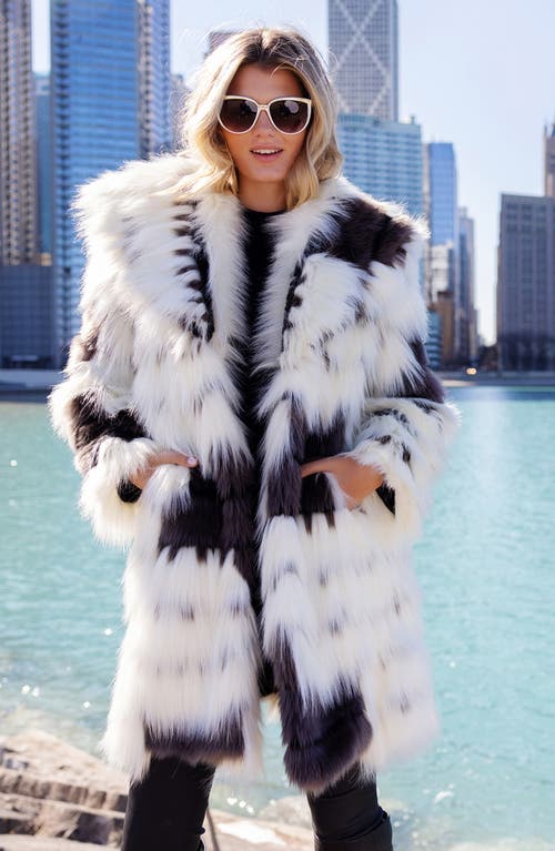 Donna Salyers Fabulous-furs Donna Salyers Fabulous Furs Alter Ego Faux Fur Coat In White Multi