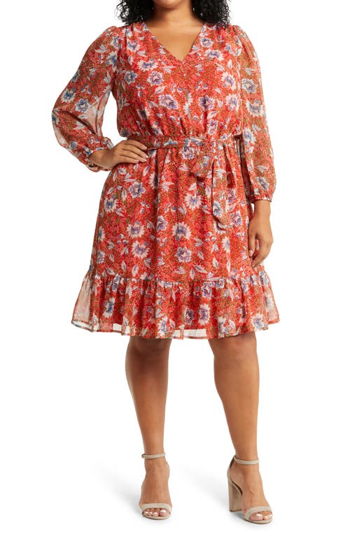 Sam Edelman Country Paisley Balloon Sleeve Dress in Red Multi at Nordstrom, Size 1X